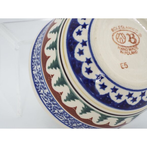 Boleslawiec Polish Pottery Evergreen Pine Tree Bowl 3.75" high 6.25" diameter - Picture 5 of 7